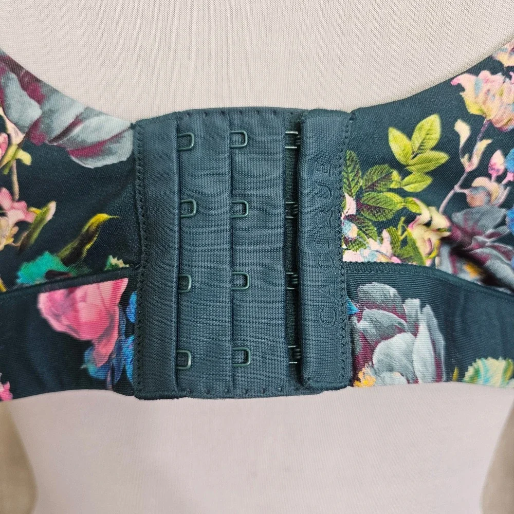 Cacique 46DD Lightly Lined‎ Balconette Floral Underwire Bra Teal Pink Blue
